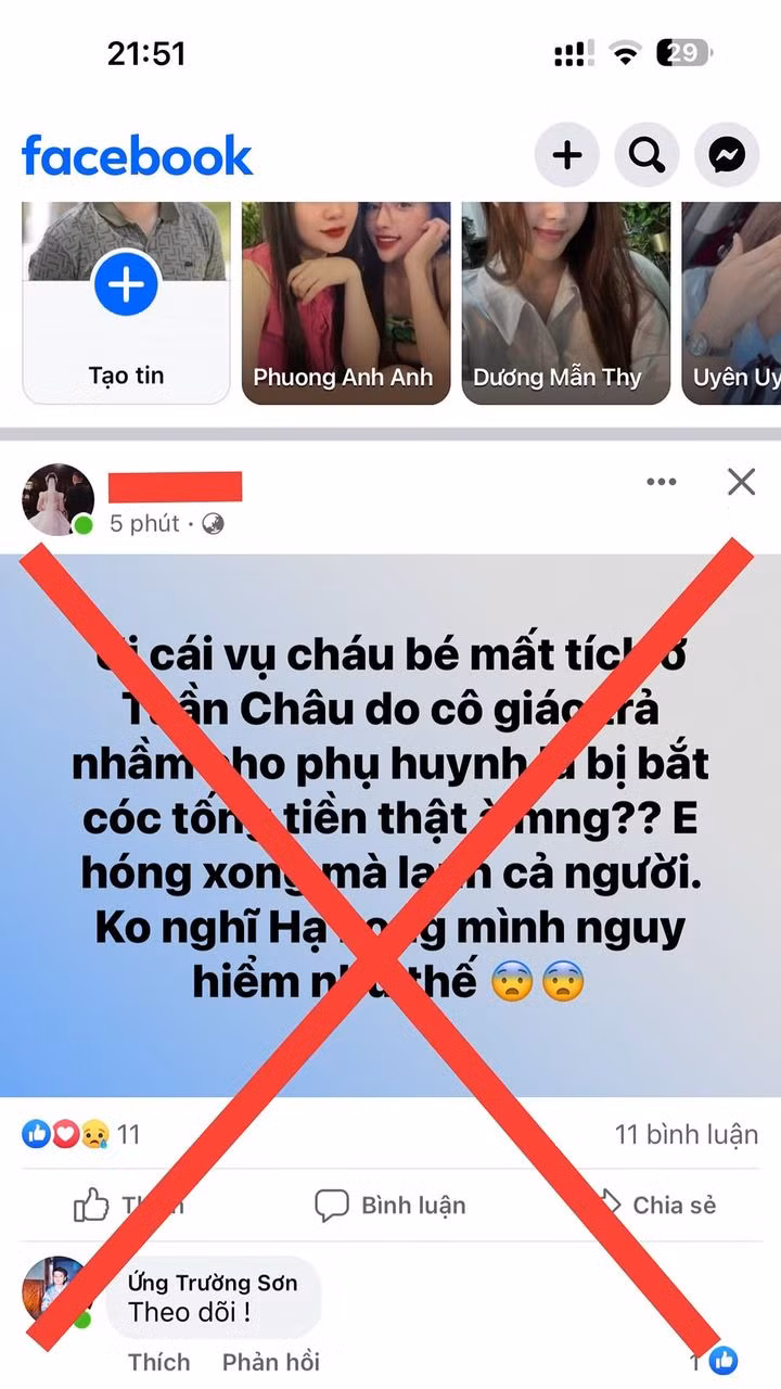 Ban Tuyên giáo Thành uỷ Hạ Long phát hiện tài khoản facebook có tên "Thái Ngọc" đã đăng tải tin giả liên quan đến vụ việc này và thành phố đã giao cho công an vào cuộc để làm rõ, xử lý nghiêm theo đúng quy định.