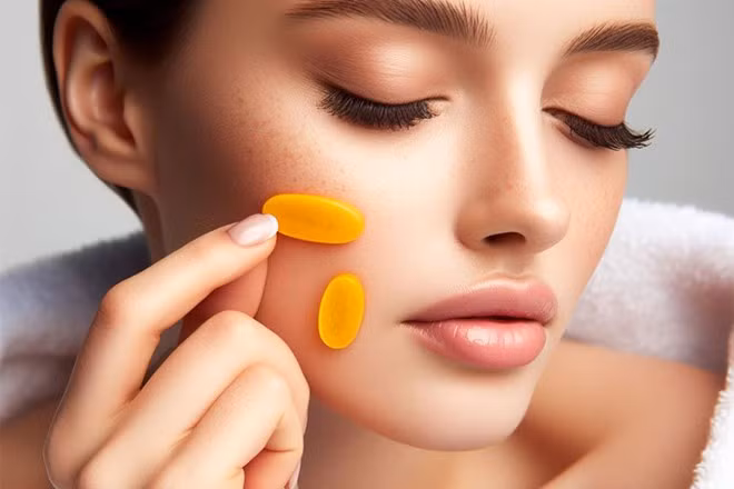 Vitamin E còn chống lại quá trình oxy hóa có tác dụng rất tố giúp da mịn màng, tươi trẻ, hạn chế nếp nhăn. Ảnh AI: Thiện Nhân