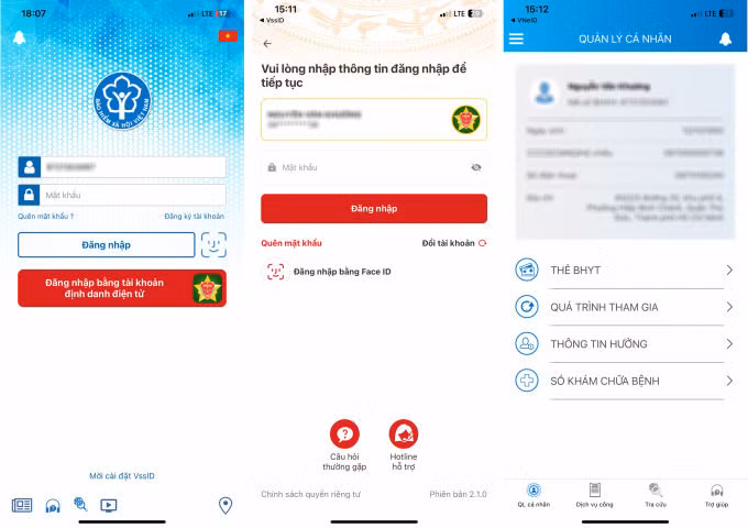 Cách đăng nhập VssID bằng tài khoản định danh điện tử. Hiện, người dân có thể dùng ảnh thẻ BHYT trong VssID hoặc VNeID mức độ 2 đi khám chữa bệnh tại các cơ sở y tế. Ảnh: Khương Nha