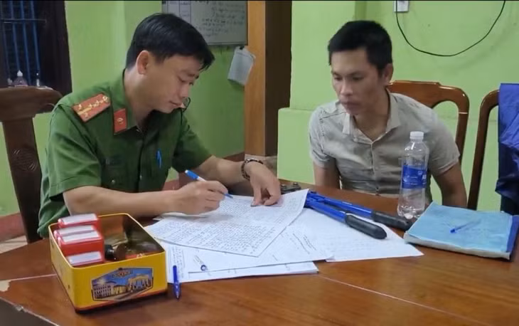 Đối tượng Phan Quốc Phương tại cơ quan Công an.