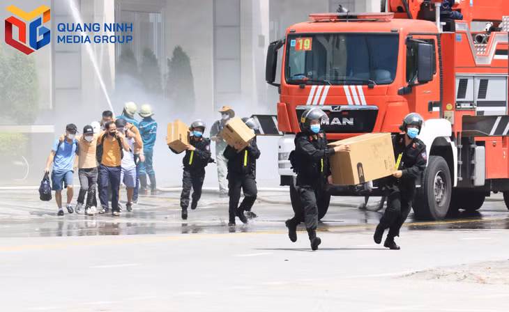 Diễn tập phương án chữa cháy và tìm kiếm CNCH cấp bộ do tỉnh Quảng Ninh và Bộ Công an phối hợp tổ chức ngày 1/10/2023 tại TP Hạ Long.