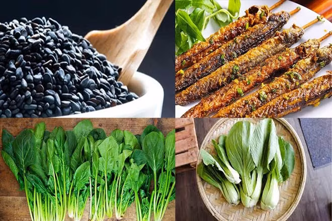 Người sau 50 tuổi nên bổ sung thực phẩm giàu canxi. Đồ hoạ: Hạ Mây