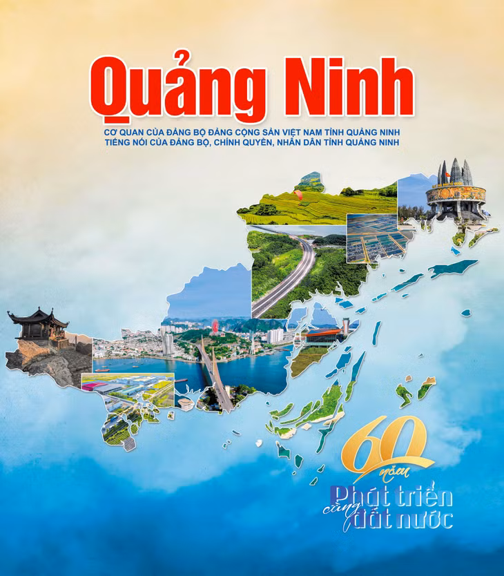 Trang bìa ấn phẩm báo chí đặc biệt “Quảng Ninh - 60 năm phát triển cùng đất nước”.