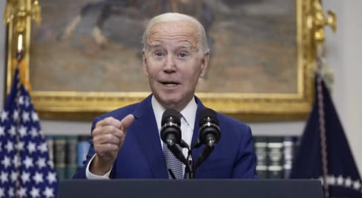 Tổng thống Hoa Kỳ Joe Biden phát biểu từ phòng Roosevelt ngày 1/10/2023. Ảnh: AP