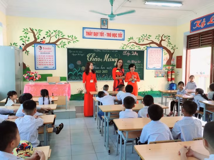 Học sinh điểm trường Đồng Chùa, Trường TH-THCS Vũ Oai (TP Hạ Long) chuyển về điểm trường chính học từ năm học 2022-2023.