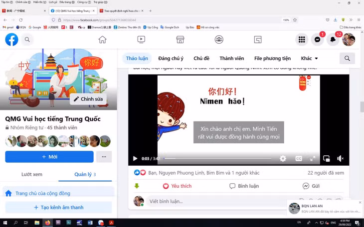 Fanpage facebook QMG vui học tiếng Trung Quốc của Trung tâm Truyền thông tỉnh.
