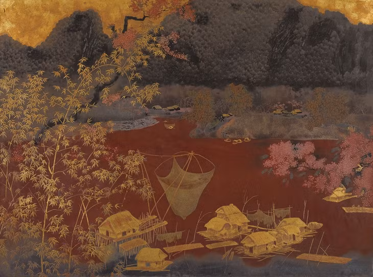 Bức "Phong cảnh" ra đời năm 1943, kích thước 60,5x80,5 cm, từng được bán mức 275.000 HKD (830 triệu đồng) trong phiên hồi tháng 10/2016 của Christie's. Ảnh: Christie's