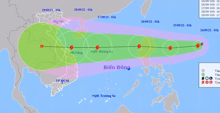 Dự báo đường đi của bão.