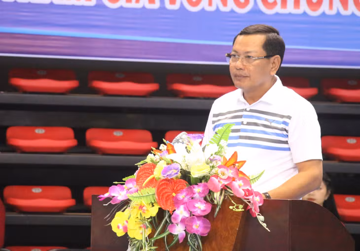 Đồng chí Nguyễn Văn Du, Phó Chánh án Toà án TAND tối cao, Trưởng ban Tổ chức Hội thao, phát biểu khai mạc vòng chung kết Hội thao TAND lần thứ IV.