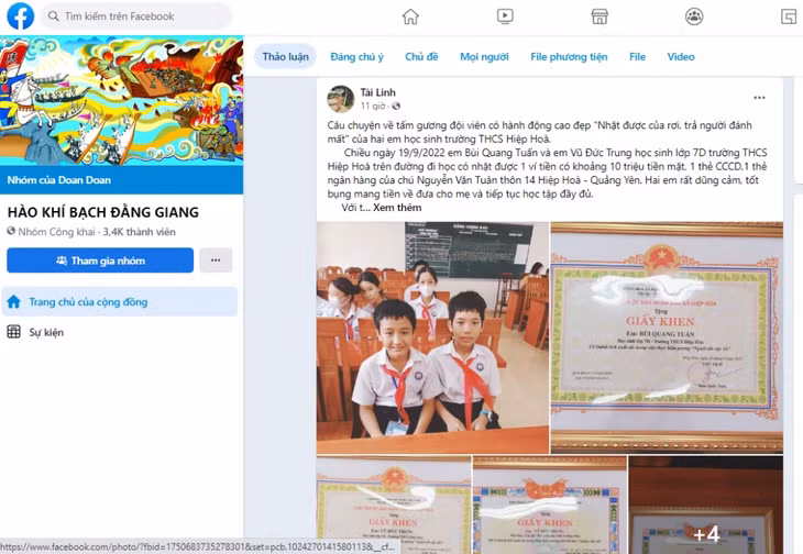 Trang Facebook của TX Quảng Yên tích cực tuyên truyền về những tấm gương người tốt, việc tốt.
