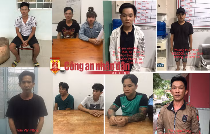 Các đối tượng bị Công an tỉnh Kiên Giang bắt giữ, khởi tố về hành vi chế tạo, mua bán, tàng trữ vũ khí quân dụng.