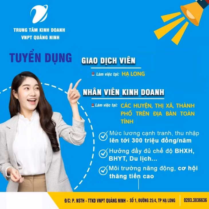Trung tâm Kinh doanh VNPT - Quảng Ninh thông báo tuyển dụng năm 2022 ảnh 1