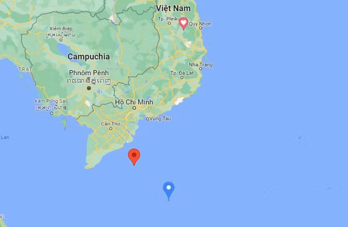 Vị trí tàu Trung Quốc xảy ra sự cố (chấm màu xanh). Ảnh: Google Maps