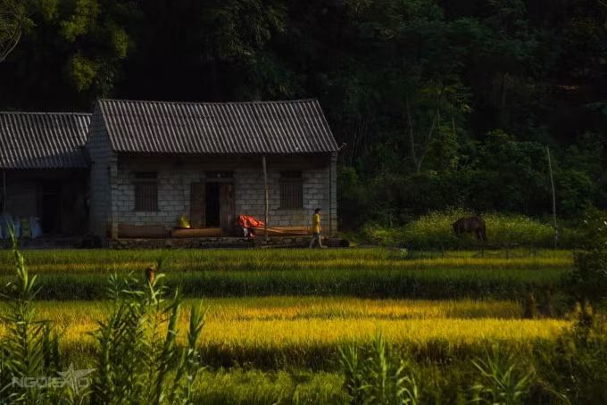 Trên đường vào thung lũng Phong Nậm, điểm săn ảnh đẹp nhất sông Quây Sơn, du khách sẽ bắt gặp các bản làng nối tiếp nằm ven chân núi.