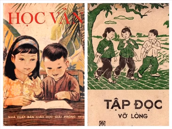 Sách “Học vần”, NXB Giáo dục giải phóng, ấn bản năm 1976 và Sách “Tập đọc vỡ lòng” của NXB Giáo dục, ấn bản năm 1979. Ảnh tư liệu