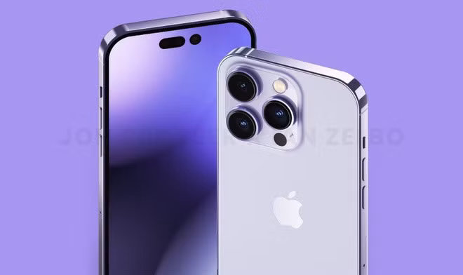 Ảnh dựng của iPhone 14 Pro dựa trên tin đồn về dải khuyết mới. Ảnh: Jon Prosser.