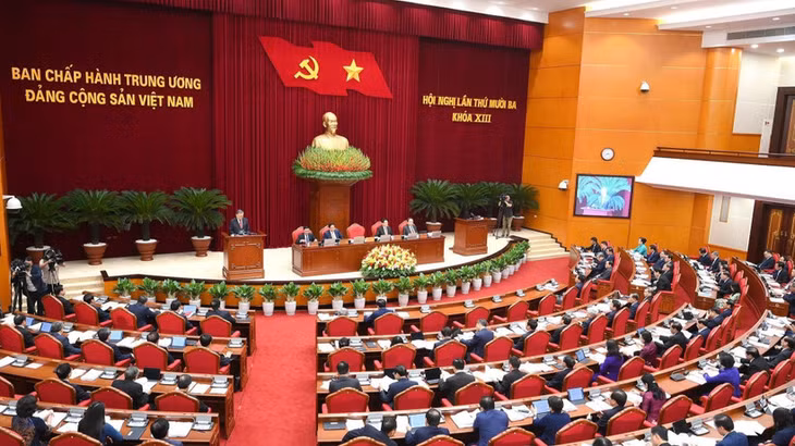 Toàn cảnh ngày làm việc thứ nhất Hội nghị lần thứ 13 Ban Chấp hành Trung ương Đảng khoá XIII. (Ảnh: ĐĂNG KHOA)