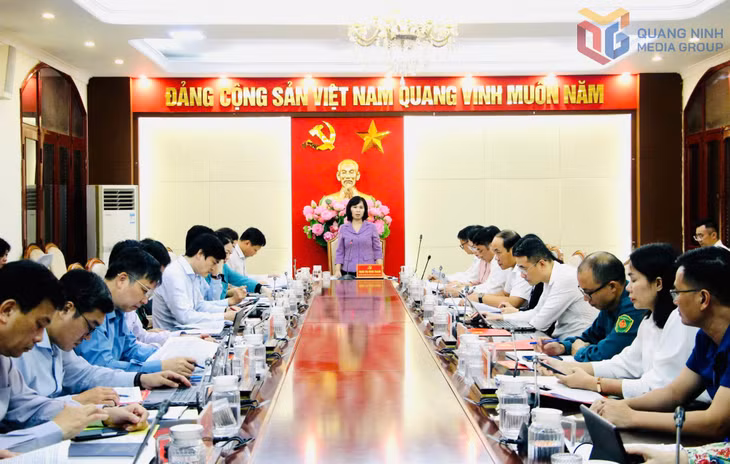 Đồng chí Trịnh Thị Minh Thanh, Phó Bí thư Thường trực Tỉnh ủy, Chủ tịch HĐND tỉnh, kết luận buổi làm việc với Ban Thường vụ Đảng ủy phường Móng Cái 1.
