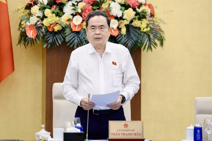 Chủ tịch Quốc hội Trần Thanh Mẫn phát biểu bế mạc phiên họp. (Ảnh: DUY LINH)