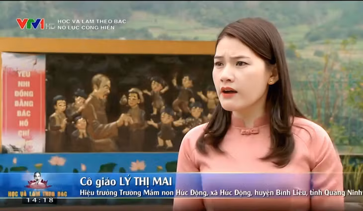 Cô Mai chia sẻ cùng với phóng viên VTV1 về nhà trường.
