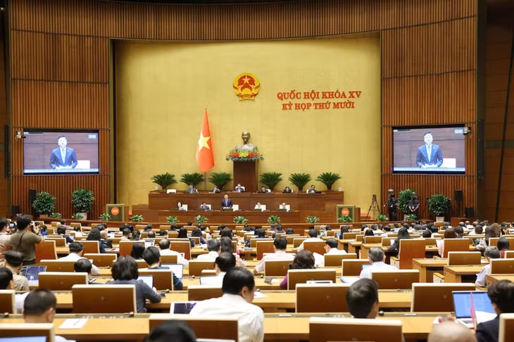 Phó Thủ tướng Lê Thành Long phát biểu trước Quốc hội - Ảnh VGP/Nhật Bắc
