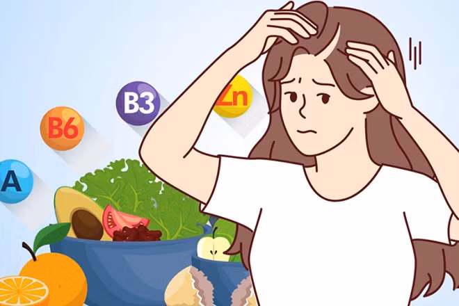 Bí quyết bổ sung thực phẩm giúp ngăn ngừa rụng tóc tự nhiên. Đồ họa: Thiện Nhân
