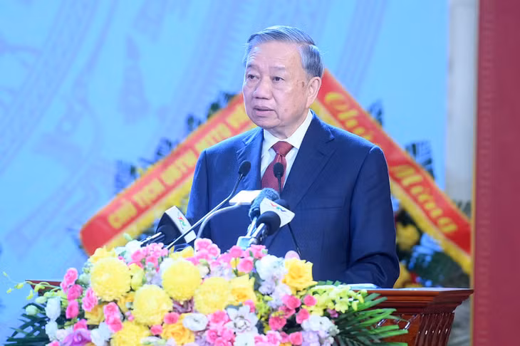 Tổng Bí thư Tô Lâm phát biểu tại Lễ kỷ niệm 80 năm Ngày truyền thống Lực lượng vũ trang Quân khu 1.
