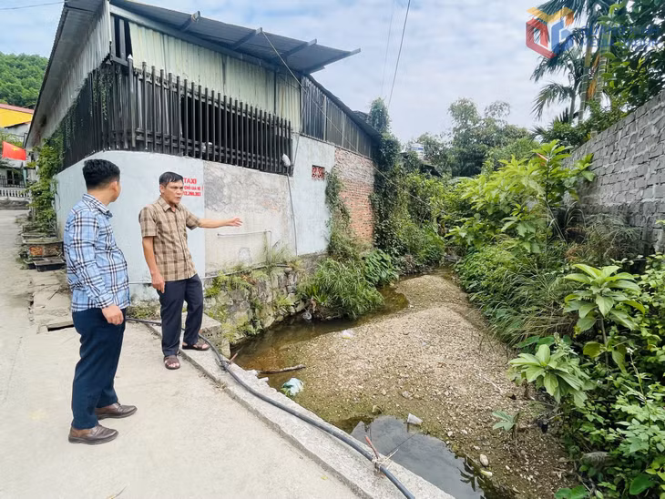 Lòng mương khu vực ao cá tổ 4, khu 12 (phường Mông Dương) hiện bị bồi lắng, không tiêu thoát nước.
