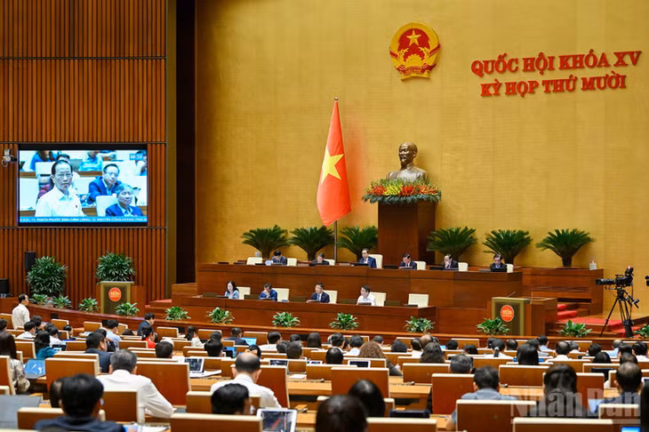 Quang cảnh phiên thảo luận của Quốc hội. (Ảnh: THỦY NGUYÊN)