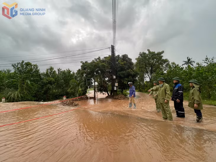 Mưa lớn gây ngập lụt một số cống thoát nước tại thôn Hà Dong Nam, xã Hải Lạng, lực lượng chức năng đã kịp thời cảnh báo và bố trí quân số trực tại chỗ đảm bảo an toàn cho người dân.