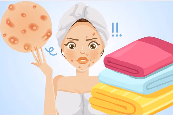 Khăn tắm bẩn và những ảnh hưởng không ngờ đến làn da. Đồ họa: Thiện Nhân