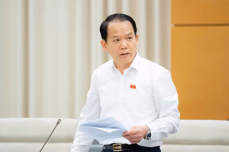 Chủ nhiệm Ủy ban Pháp luật và Tư pháp Hoàng Thanh Tùng góp ý kiến vào dự thảo Luật. (Ảnh: DUY LINH)