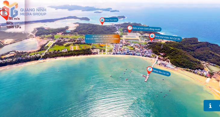 Cô Tô triển khai giao diện thực tế ảo 360 độ và nhiều ứng dụng thông minh, tạo tiện nghi cho du khách tìm hiểu, khám phá điểm đến.