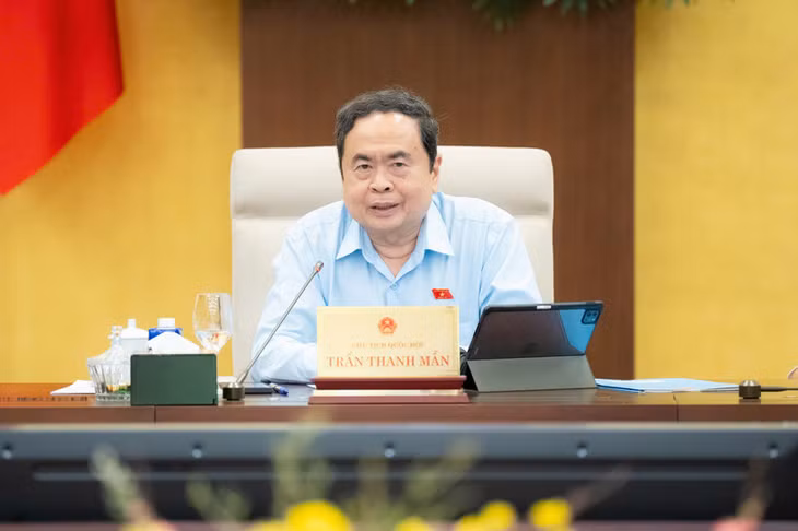Chủ tịch Quốc hội Trần Thanh Mẫn phát biểu ý kiến tại phiên họp. (Ảnh: DUY LINH)