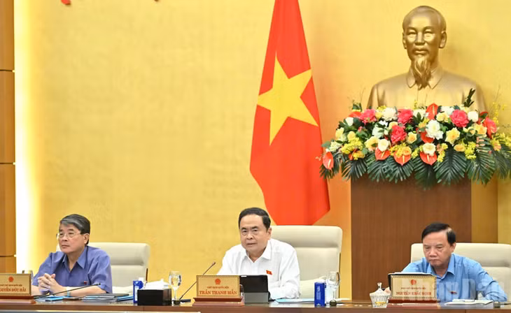 Chủ tịch Quốc hội Trần Thanh Mẫn phát biểu ý kiến tại phiên họp. (Ảnh: DUY LINH)