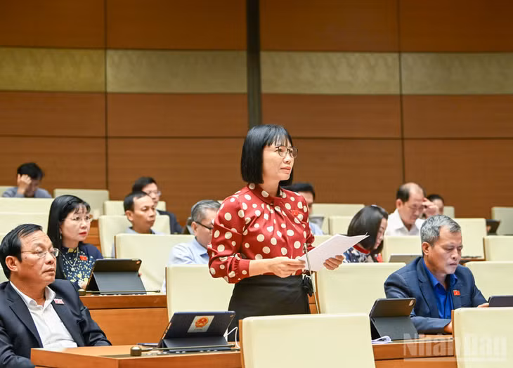 Đại biểu Nguyễn Thị Việt Nga nêu ý kiến tại phiên họp. (Ảnh: DUY LINH)