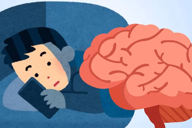 Mất ngủ không chỉ khiến mệt mỏi mà còn đẩy nhanh lão hóa não. Đồ họa: Thiện Nhân