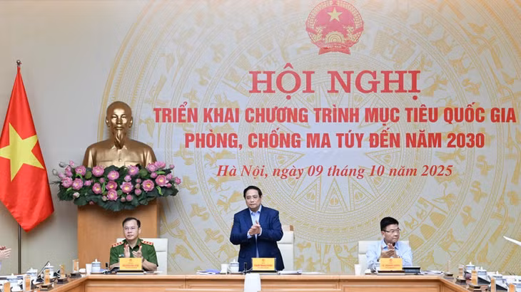 Thủ tướng Chính phủ Phạm Minh Chính chủ trì Hội nghị triển khai Chương trình mục tiêu quốc gia phòng, chống ma tuý đến năm 2030. (Ảnh: Trần Hải)