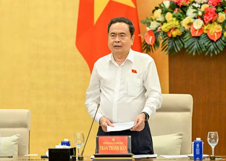 Chủ tịch Quốc hội Trần Thanh Mẫn phát biểu tại hội nghị. (Ảnh: DUY LINH)