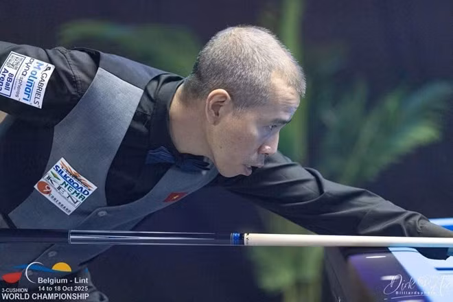 Trần Quyết Chiến đã 4 lần vô địch World Cup billiards carom 3 băng, nhưng chưa đăng quang ở giải thế giới. Ảnh: UMB