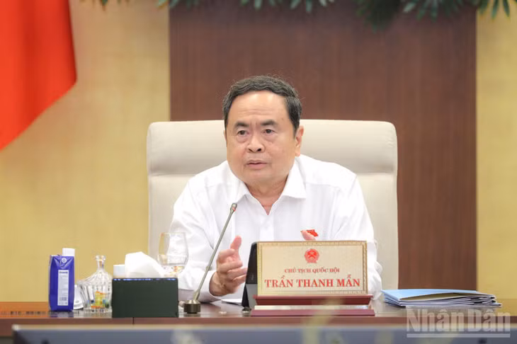 Chủ tịch Quốc hội Trần Thanh Mẫn phát biểu tại phiên họp. (Ảnh: DUY LINH)
