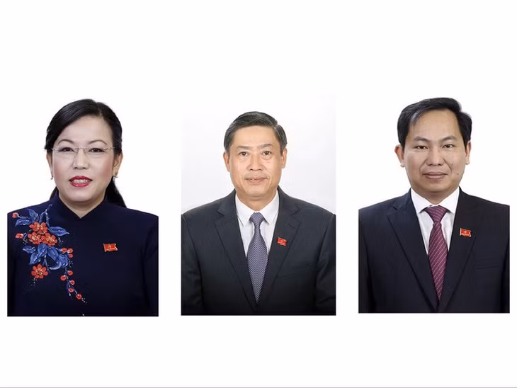 Từ trái qua phải: Bà Nguyễn Thanh Hải, ông Nguyễn Hữu Đông, ông Lê Quang Mạnh