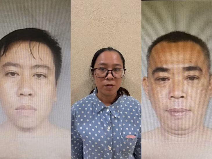 Hình ảnh các đối tượng từ trái qua: Khổng Đức Hồng, Bùi Thị Mộng Thu, Nguyễn Đức Khánh. Ảnh: Công an cung cấp