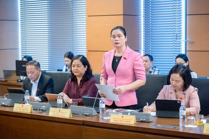 Đại biểu Ma Thị Thúy nêu ý kiến thảo luận tổ. (Ảnh: DUY LINH)
