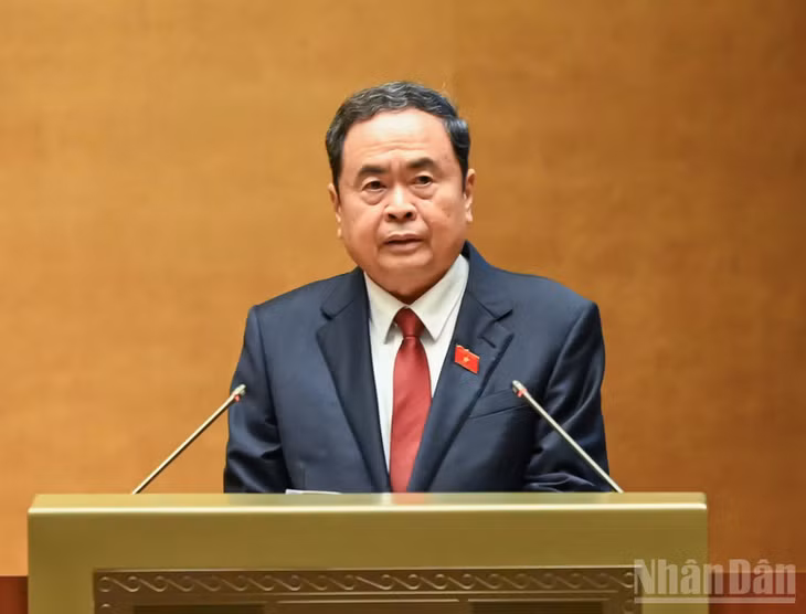 Chủ tịch Quốc hội Trần Thanh Mẫn phát biểu khai mạc Kỳ họp. (Ảnh: DUY LINH - THỦY NGUYÊN)