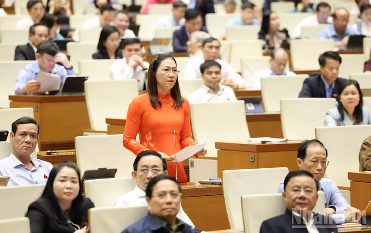 Đại biểu Nguyễn Thị Yến Nhi nêu ý kiến thảo luận sáng 29/10. (Ảnh: DUY LINH)