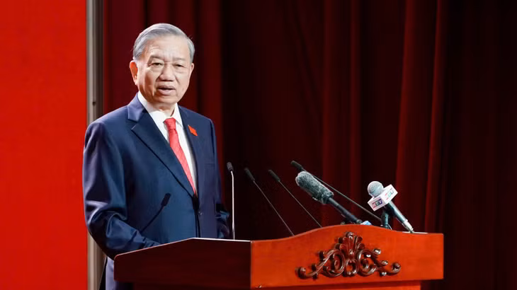 Tổng Bí thư Tô Lâm phát biểu chỉ đạo tại Đại hội đại biểu Đảng bộ Thành phố Hồ Chí Minh lần thứ I, nhiệm kỳ 2025-2030. (Ảnh: TTXVN)