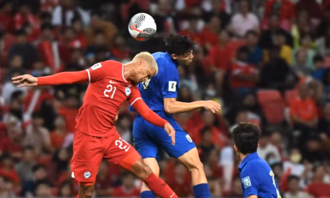 Singapore gây khó khăn cho Thái Lan trong hiệp một, trước khi sụp đổ ở hiệp hai. Ảnh: SFA