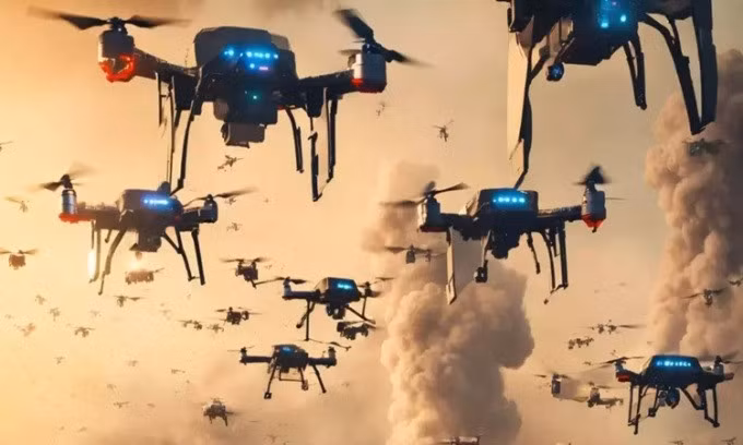 Drone điều khiển từ xa có thể khiển khai hàng loạt trong chiến tranh. Ảnh: Economic Times