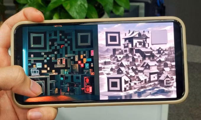Mã QR được thiết kế bởi công cụ AI tạo ảnh. Ảnh: Hoàng Giang